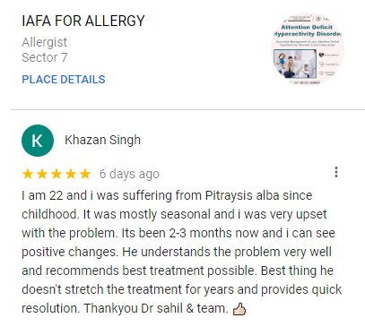Patient’s Review After Treatment of Pityriasis Alba at IAFA® by Dr Sahil Gupta