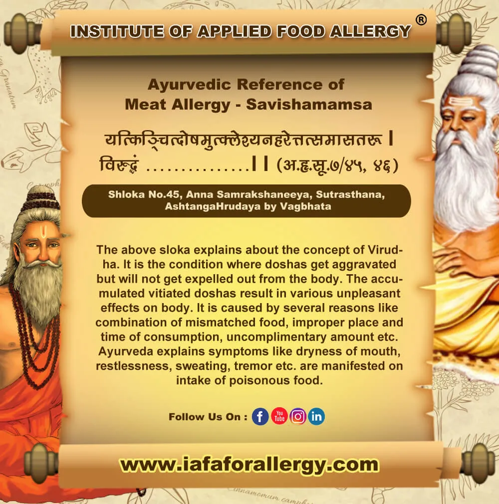 Ayurvedic Reference of Meat Allergy-Savishamamsa