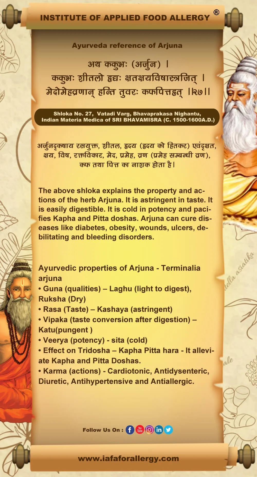 Ayurveda Reference of Arjuna - Terminalia arjuna