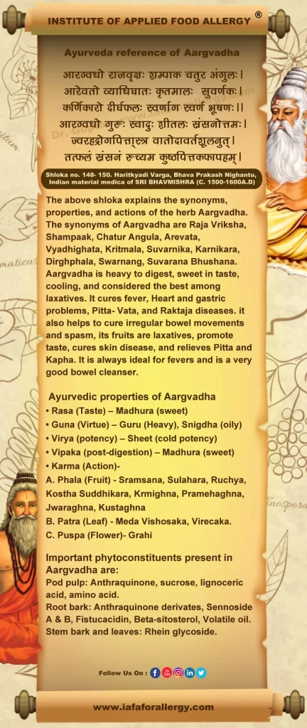 Ayurveda Reference for Aragvadha (Cassia Fistula)