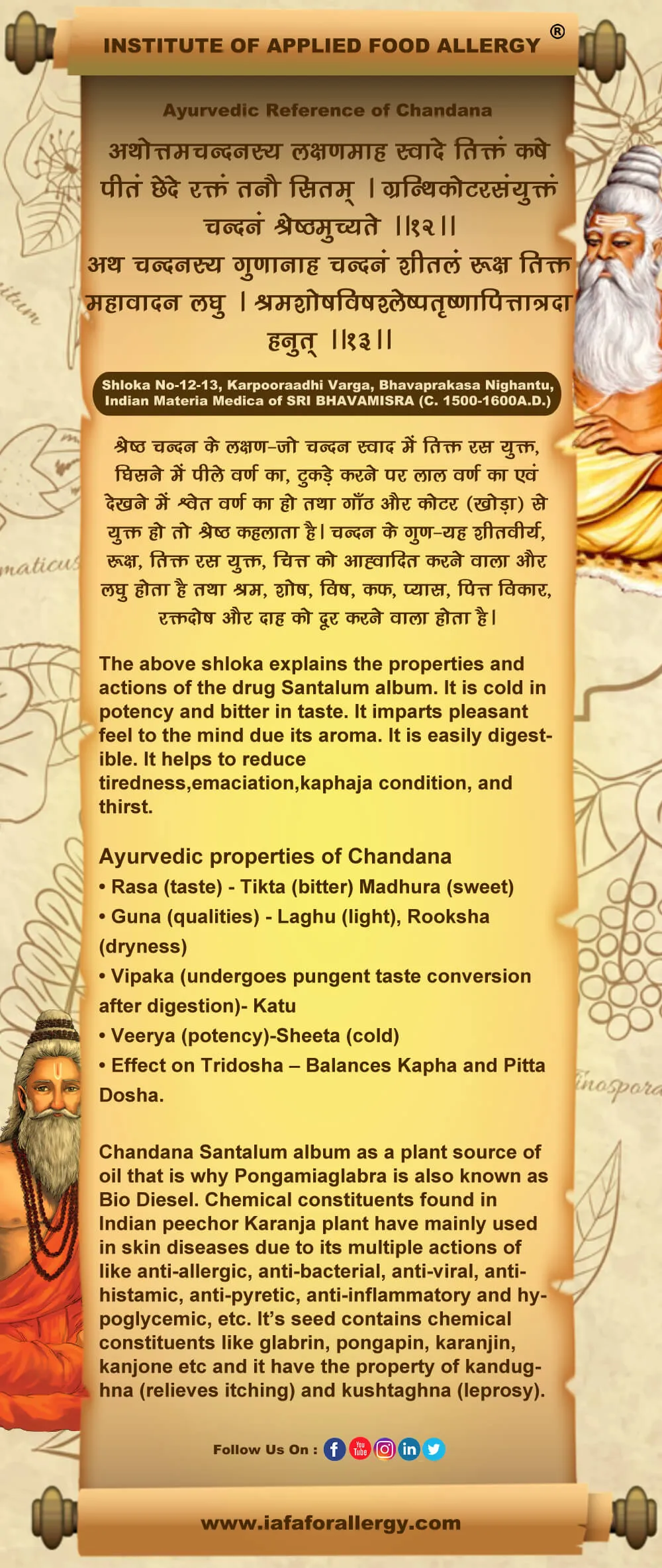 Ayurvedic Reference of Chandana