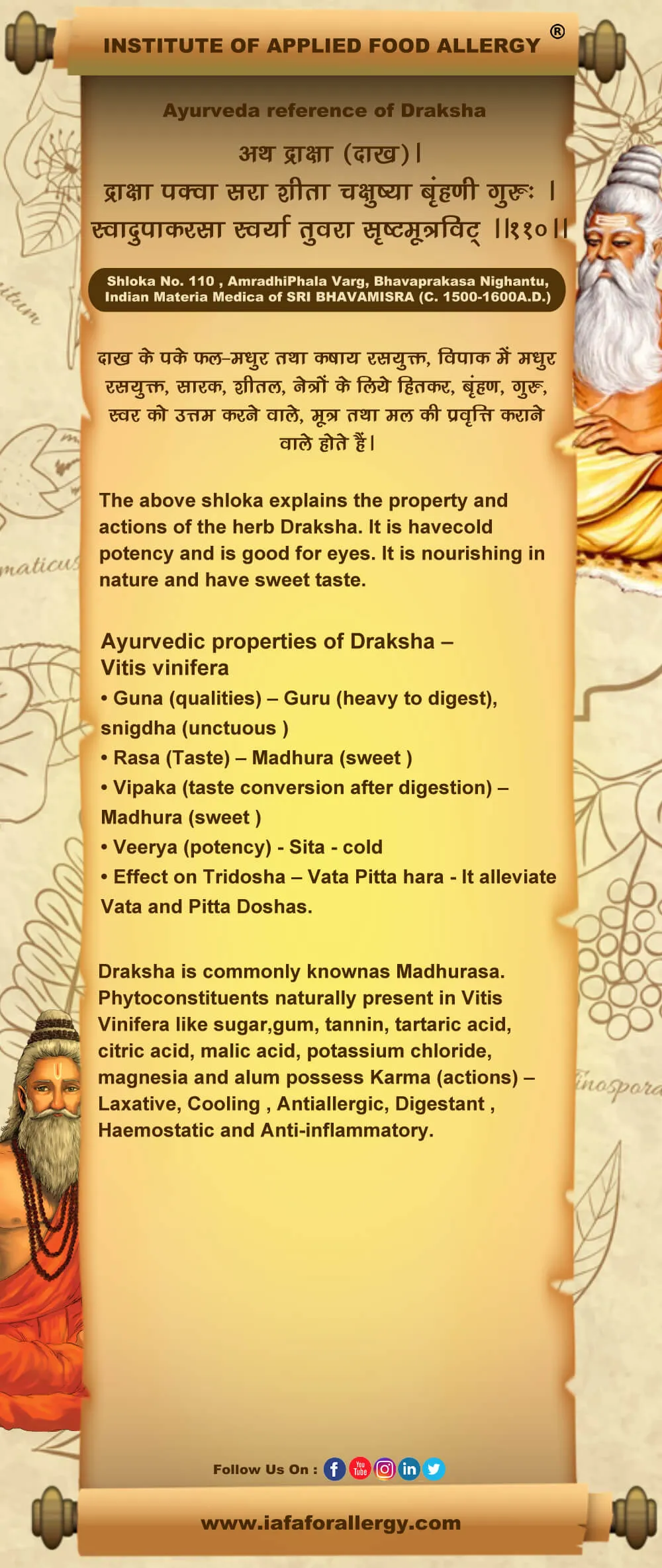 Ayurveda reference of Draksha – Vitis vinifera