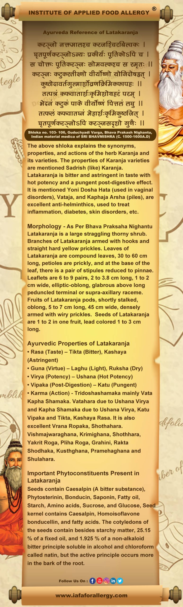 Ayurveda Reference for Latakaranja (Caesalpinia crista)